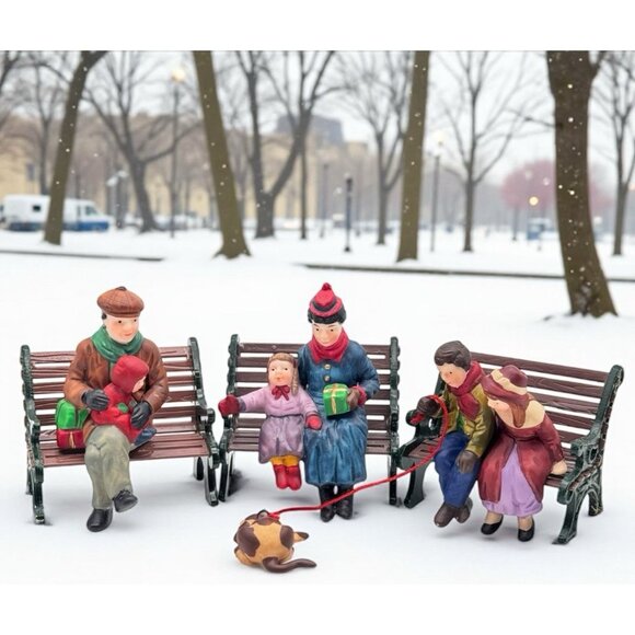 Dept 56 Xmas In The City Village Christmas At The Park Set of 3 + 3 Benches Lot - Picture 1 of 10